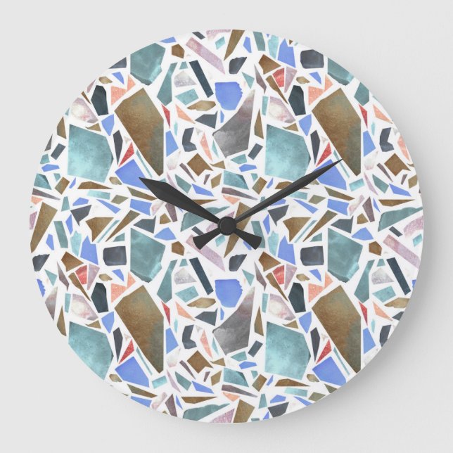 Abstract watercolor: hand-drawn white background. large clock (Front)