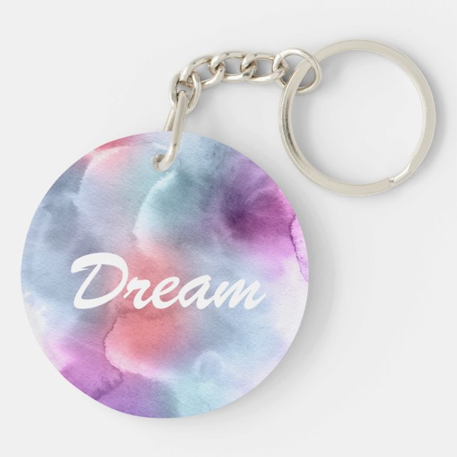 Abstract watercolor hand painted background 10 key ring (Back)