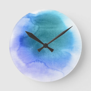 Abstract watercolor hand painted background 12 round clock