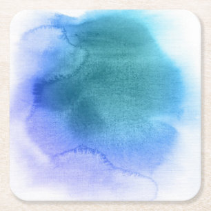Abstract watercolor hand painted background 12 square paper coaster