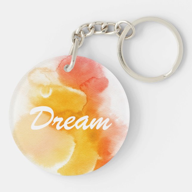 Abstract watercolor hand painted background 13 key ring (Back)