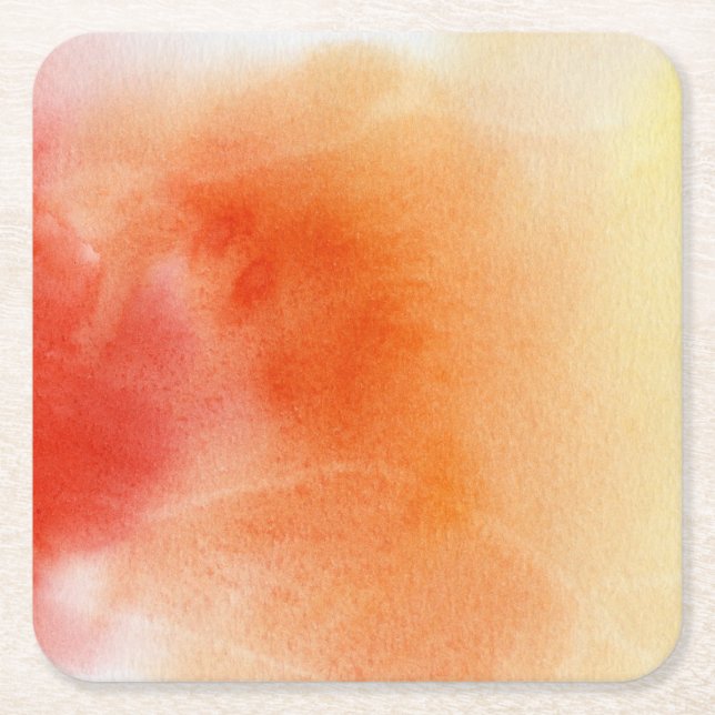 Abstract watercolor hand painted background 15 square paper coaster (Front)