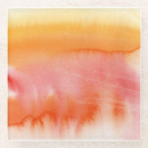 Abstract watercolor hand painted background 17 glass coaster
