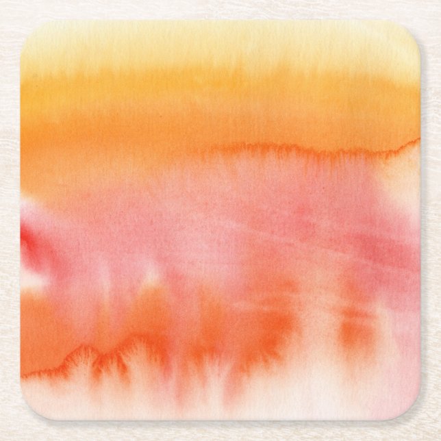 Abstract watercolor hand painted background 17 square paper coaster (Front)