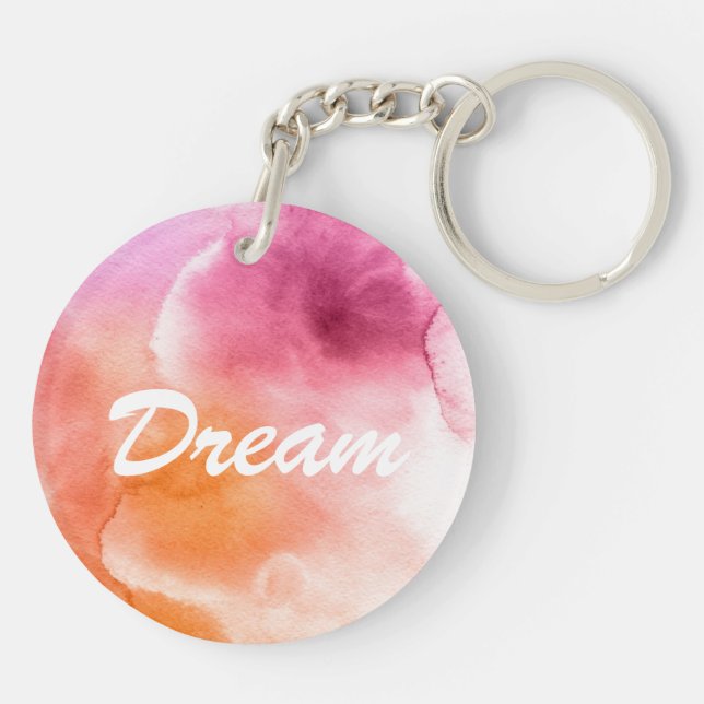 Abstract watercolor hand painted background 3 key ring (Back)