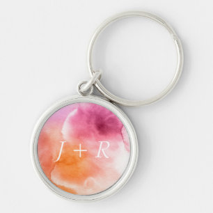 Abstract watercolor hand painted background 3 key ring