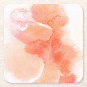 Abstract watercolor hand painted background 3 square paper coaster