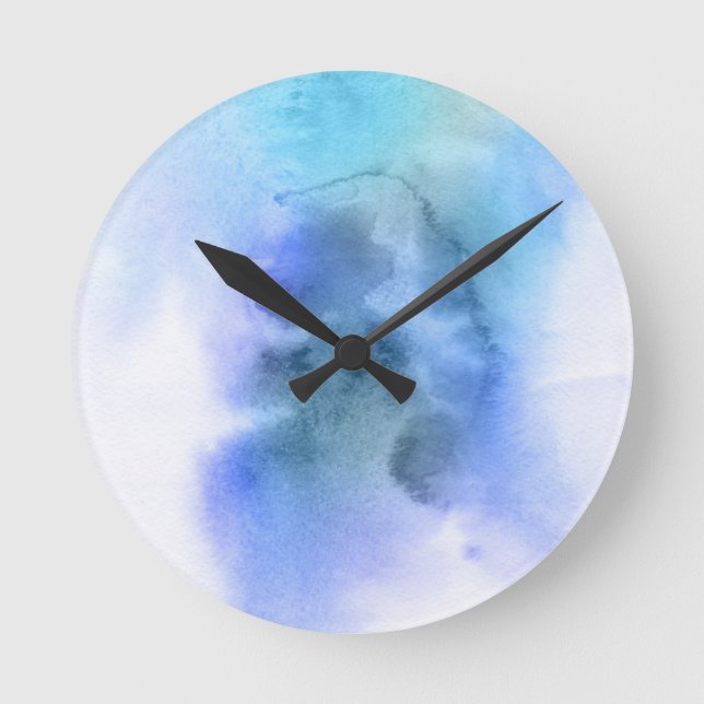 Abstract watercolor hand painted background 9 round clock (Front)