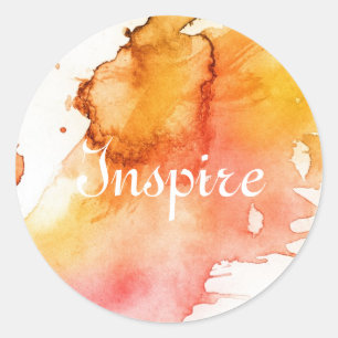 Abstract watercolor hand painted background classic round sticker