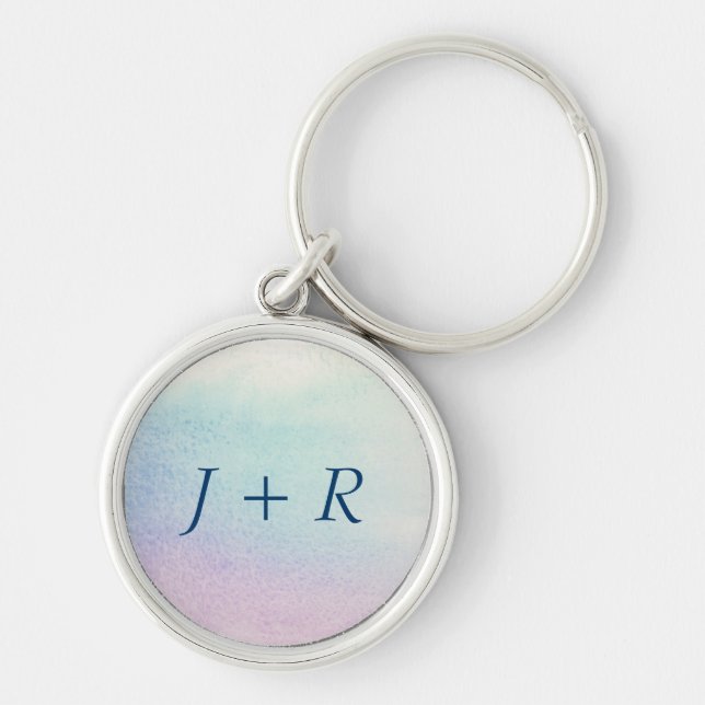 Abstract watercolor hand painted background key ring (Front)