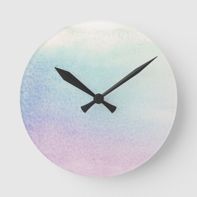 Abstract watercolor hand painted background round clock (Front)