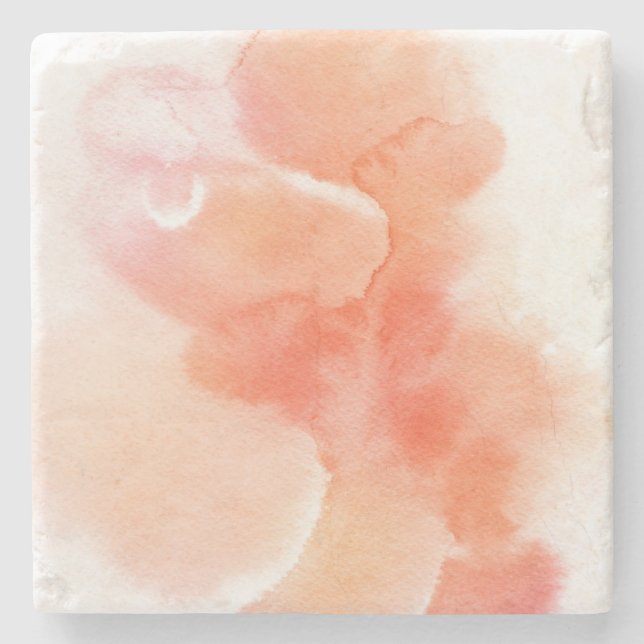 Abstract watercolor hand painted background stone coaster (Front)