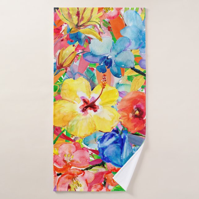 Abstract watercolor hand painted background with m bath towel (Bath Towel)