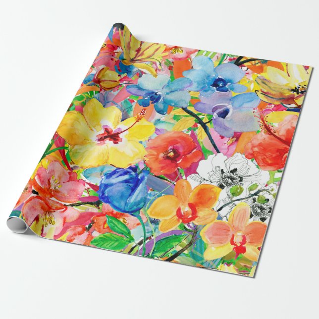 Abstract watercolor hand painted background with m wrapping paper (Unrolled)