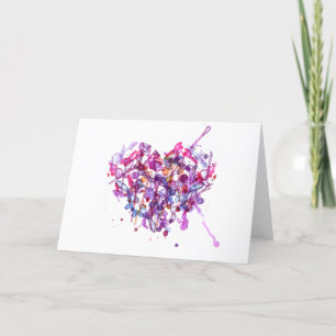 Abstract Watercolor Heart for Valentines Day Holiday Card