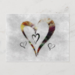 Abstract Watercolor Heart Postcard