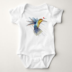 Abstract Watercolor Hummingbird Artistic Baby Body Bodysuit