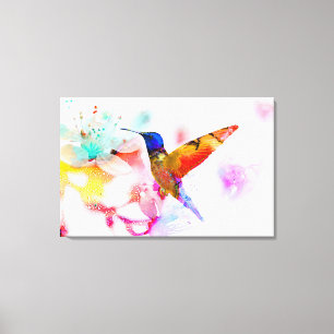 Abstract Watercolor Hummingbird Canvas Print