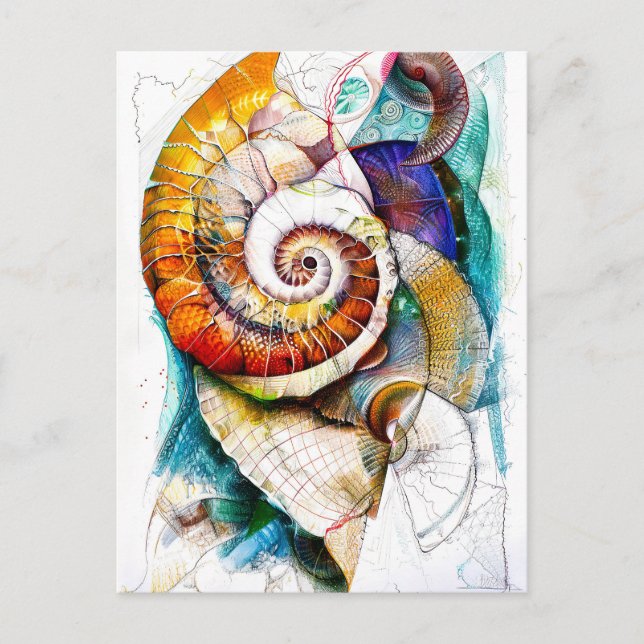 Abstract Watercolor Illustration of a Nautilus Postcard (Front)