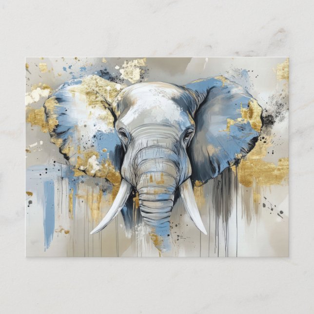 Abstract watercolor illustration of an elephant postcard (Front)