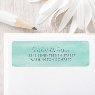 Abstract Watercolor in Mint Seafoam Return Address