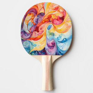 Abstract Watercolor in Sunset Colours Ping Pong Paddle