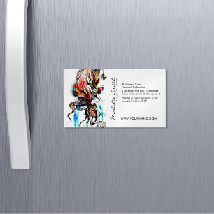 Abstract Watercolor ink colorful woman makeup Magnetic Business Card