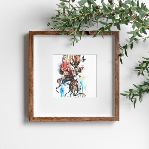 Abstract Watercolor ink colorful woman makeup Poster