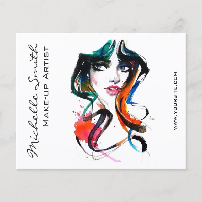 Abstract Watercolor ink colourful woman makeup Fly Flyer (Front)