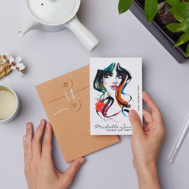 Abstract Watercolor ink colourful woman makeup Pos Postcard (Creator Uploaded)