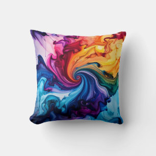 Abstract Watercolor Ink Swirl Art Digital Art Cushion