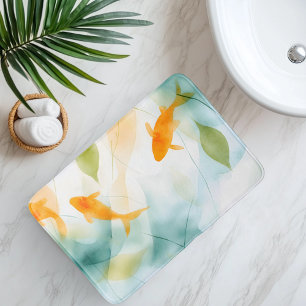 Abstract Watercolor Koi Fish Serenity Bath Mat