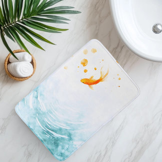 Abstract Watercolor Koi Fish Serenity Bath Mat