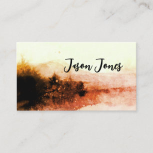 abstract watercolor landscape art sepia tones business card