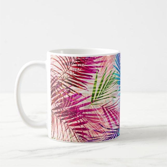 Abstract Watercolor Leaves Allover Pattern Coffee Mug (Left)