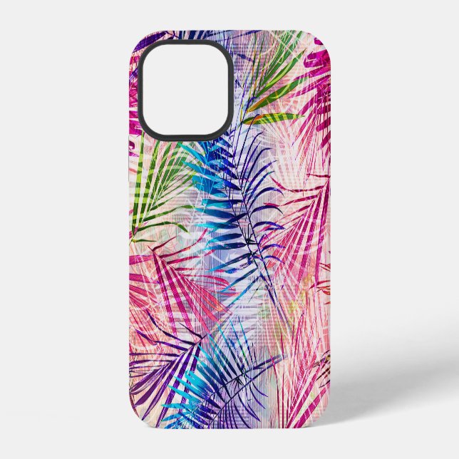 Abstract Watercolor Leaves Allover Pattern iPhone Case (Back)