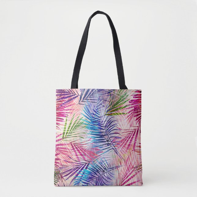 Abstract Watercolor Leaves Allover Pattern Tote Bag (Front)