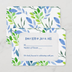 Abstract Watercolor Leaves RSVP Invitation