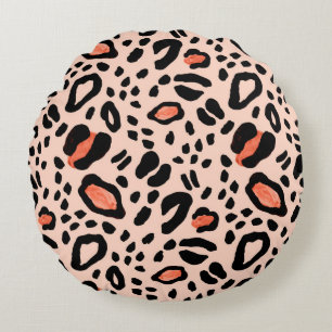 Abstract watercolor leopard. Animal print pattern Round Cushion