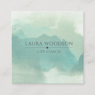 Abstract Watercolor Life Coach Square Business Card