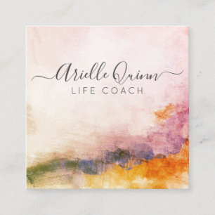 Abstract Watercolor Life Coach Square Business Card