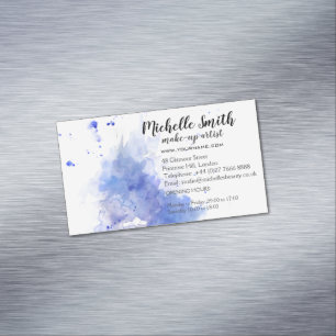 Abstract watercolor light blue splash brush stroke Magnetic business card