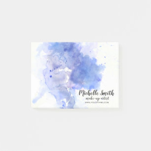 Abstract watercolor light blue splash brush stroke post-it notes