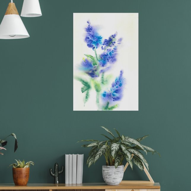 Abstract Watercolor Lilacs Poster (Living Room 1)