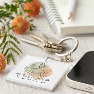 Abstract Watercolor Line Art T-Shirt Key Ring