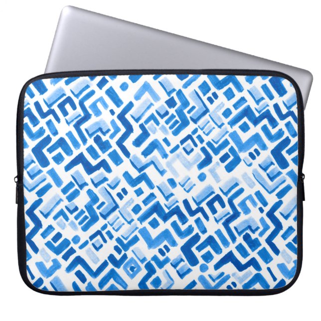 Abstract watercolor lines and stripes pattern laptop sleeve (Front)