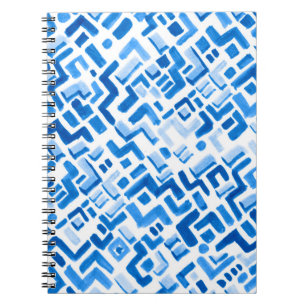 Abstract watercolor lines and stripes pattern notebook