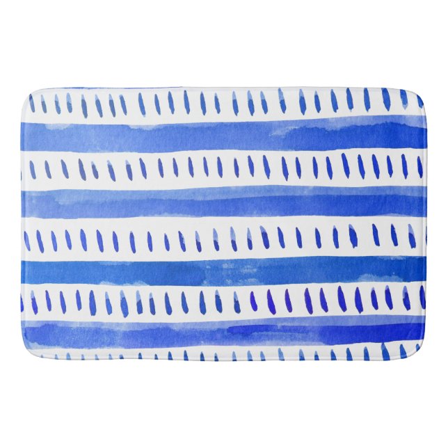 Abstract watercolor lines - blue bath mat (Front)