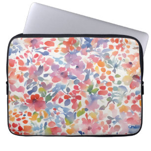 Abstract Watercolor Loose Florals Laptop Sleeve