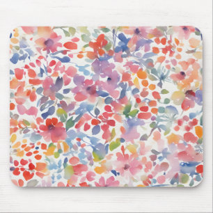 Abstract Watercolor Loose Florals Mouse Mat